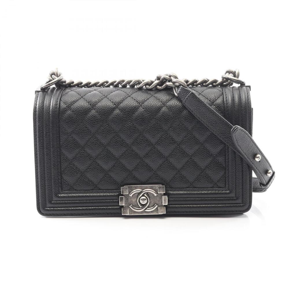 Chanel Boy Shoulder Bag Leather Grained Calf Black